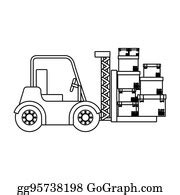 46 Silhouette Forklift Truck With Boxes Clip Art | Royalty Free - GoGraph