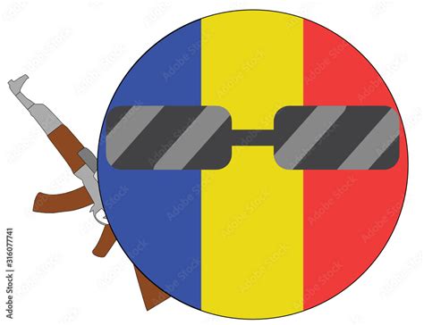 Cool Chad flag emoji. Round Chadian flag emoticon wearing sunglasses ...