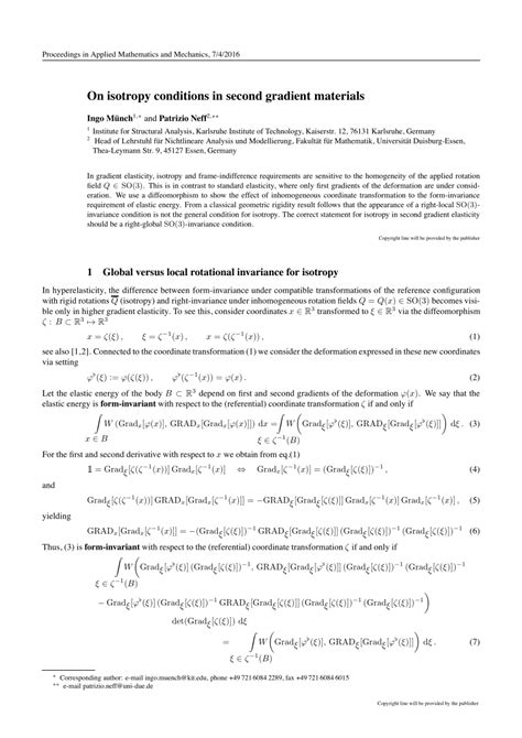 (PDF) On isotropy conditions in second gradient materials