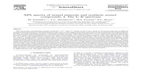 XPS spectra of uranyl minerals and synthetic uranyl compounds. II: The O 1s spectrum - [PDF ...