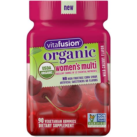 Vitafusion Organic Women’s Gummy Multivitamin, 90 Count - Non-GMO, Gluten-Free, No Gelatin, No ...