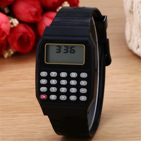 Practical Children Calculator Digital Watch Black Color Silicone ...