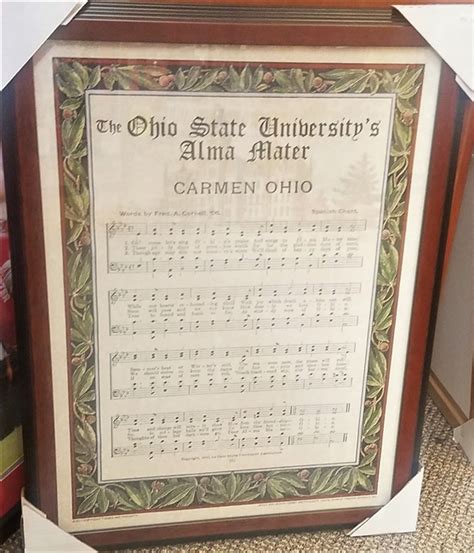 Carmen Ohio Sheet Music 16 x 20 Framed