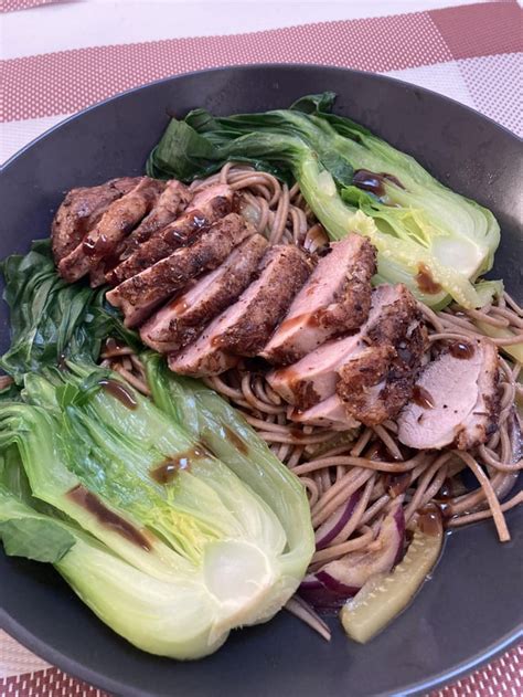 Omad - duck breast with soba noodles , bokchoy, zucchini and red onions : OMAD_Recipes