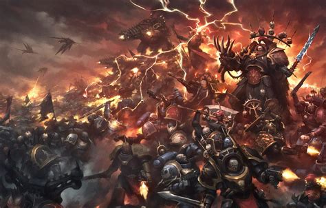 Wallpaper artwork, ultramarines, Warhammer 40 000, Black Legion, chaos space marines, Abaddon ...