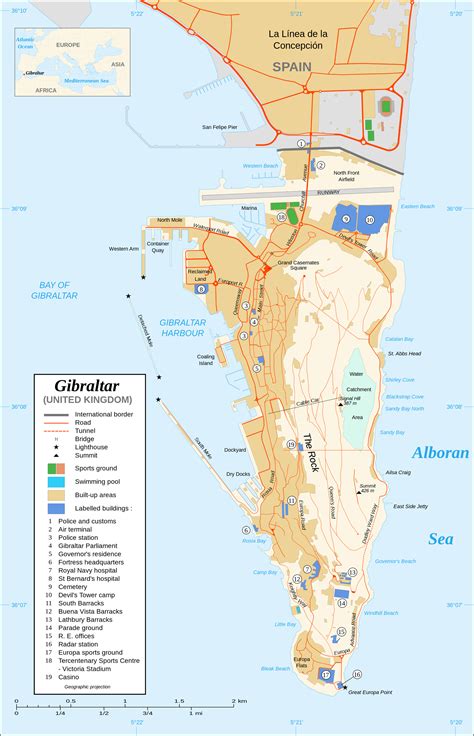 Maps of Gibraltar | Detailed map of Gibraltar in English | Tourist map of Gibraltar | Gibraltar ...