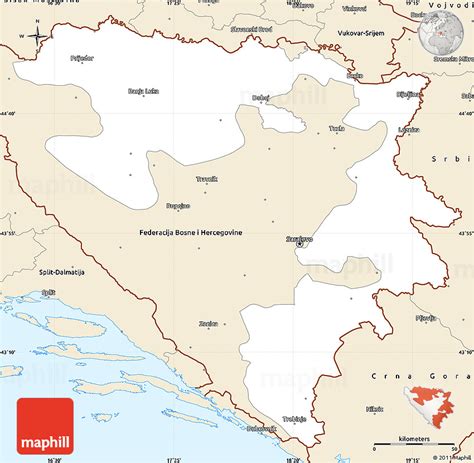 Classic Style Simple Map of Republika Srpska