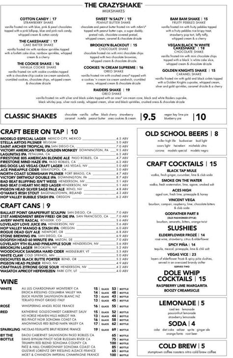 Menu for Black Tap Craft Burgers & Beer (3355 S Las Vegas Blvd Las Vegas NV, 89109)