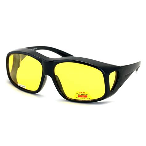 V.W.E. - Large XL Polarized Fit-Over Night Driving Sunglasses 63mm and 65mm Fitover Anti-Glare ...