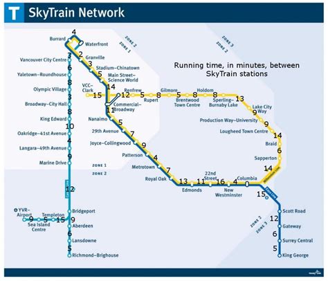 Skytrain station map - Vancouver train station map (British Columbia - Canada)