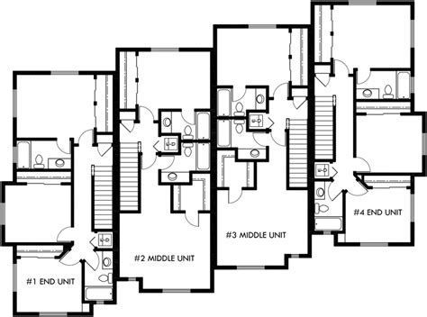 Craftsman Townhouse / Row House Floor Plans, F-540 | Bruinier & Associates