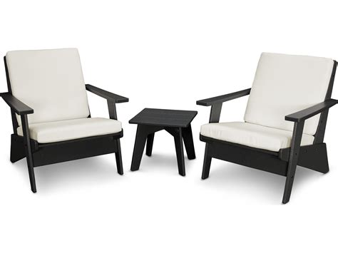 POLYWOOD® Riviera Modern Recycled Plastic 3 Piece Outdoor Patio Lounge Set | PWPWS3912