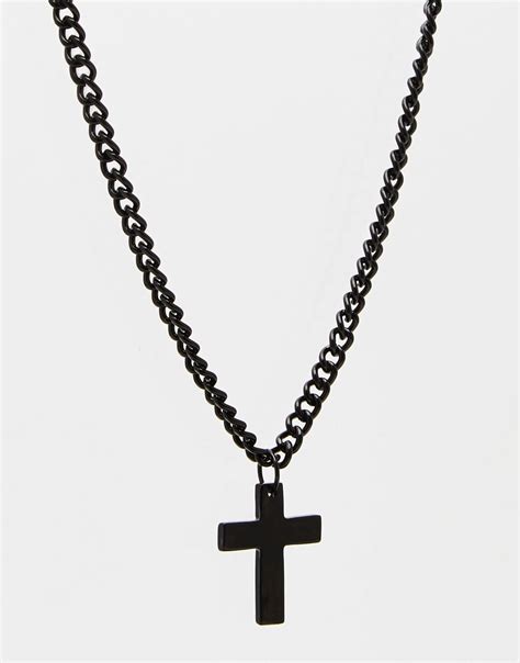 Asos Necklace With Cross Pendant in Black for Men | Lyst