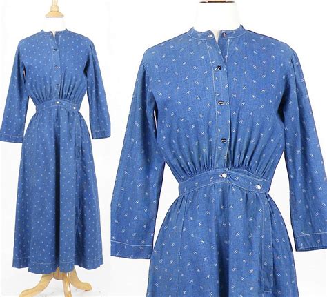 Victorian Edwardian Blue Calico Day Dress Antique Work Dress | Etsy | Dresses for work, Calico ...