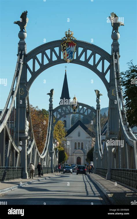 The Salzach Bridge between Oberndorf, Austria and Laufen, Germany, 03 November 2014. The Salzach ...