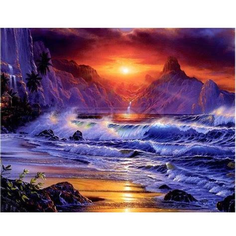 Diamond Embroidery 5D DIY Diamond Painting Sea Sunset Landscape Diamond ...