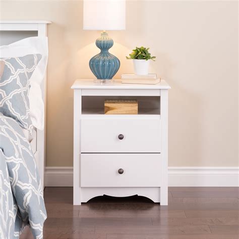 Prepac Monterey White Tall 2-Drawer Nightstand with Open Shelf ...