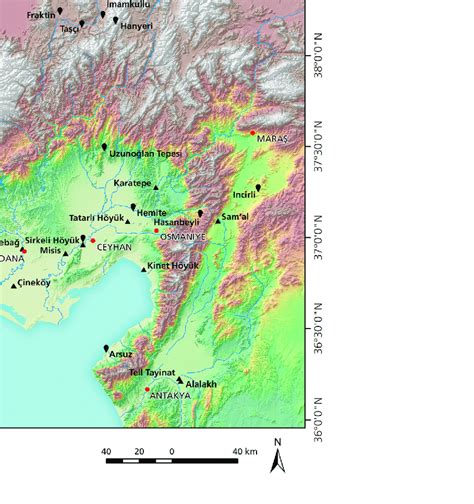 Map of Plain Cilicia and its neighboring regions with the most impo Age ...