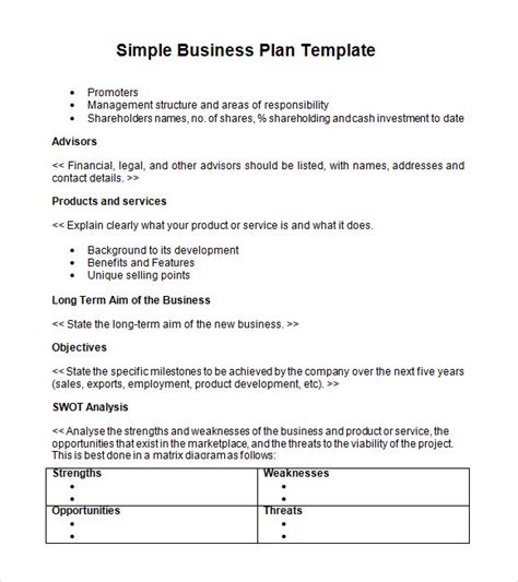 FREE 31+ Simple Business Plan Templates in PDF | MS Word | PSD | Google ...