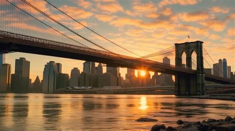 Premium AI Image | sunset on the brooklyn bridge