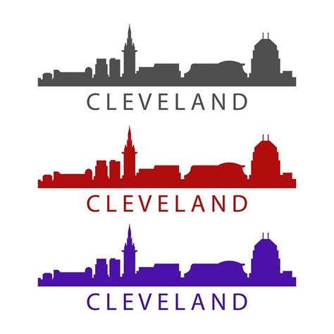 Cleveland skyline illustrated on white background 3337088 Vector Art at ...