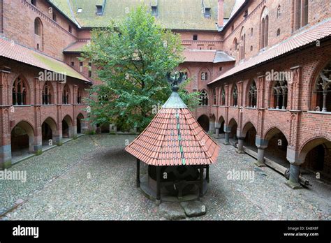 Interior in greatest Gothic castle in Europe - Malbork. Teutonic castle. World Heritage List ...