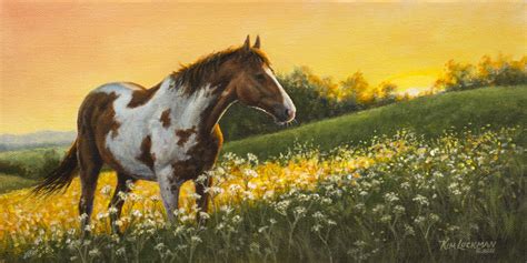 Taking in the Moment, A paint horse at sunset - Acrylic on Canvas, in 1- All Western, 4- Miniatures