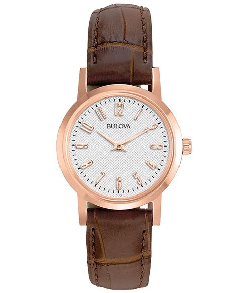 Bulova Women's Brown Leather Strap Watch 27mm 97l121 - Lyst