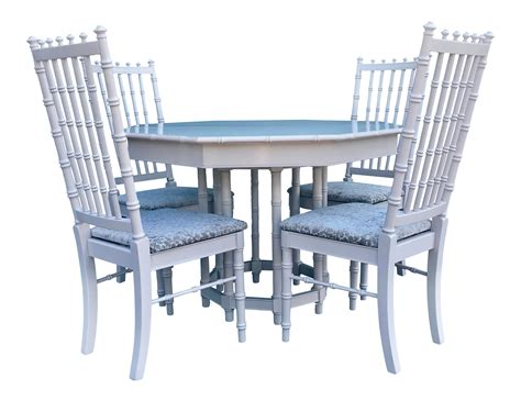 1960's Chinoiserie Restored Custom Faux Bamboo Dining Set - 5 Pieces on Chairish.com Table And ...