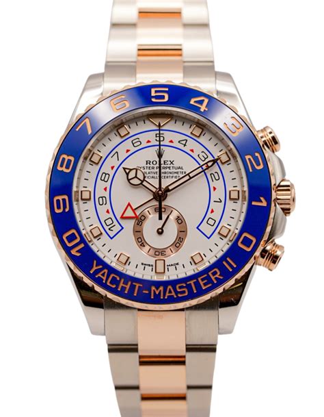 Rolex Yacht-Master II 116681 White Dial Two Tone Everose Gold Stainless ...