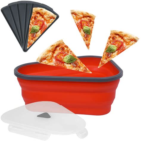 pizza slices falling out of a red container