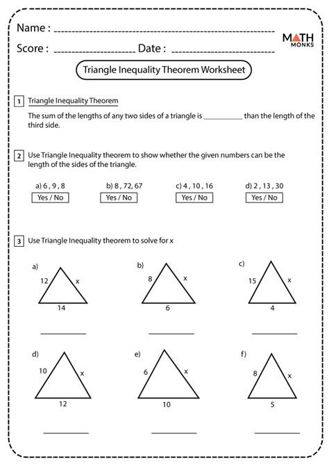 Triangle Inequality Theorem Worksheets - Math Monks