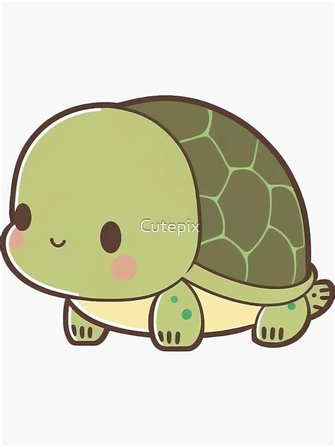 "Turtle Cute Kawaii Chibi Cartoon Hand Drawn Illustration" Sticker for Sale by Cutepix | Redbubble