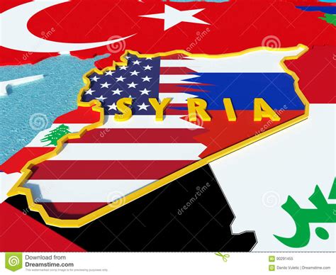 USA and Russia Conflict Over Situation in Syria - 3d Render Stock ...