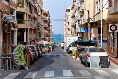 Guardamar Del Segura, Spain - June 26, 2016: Street In Valencia. View Of The Sea. Editorial ...