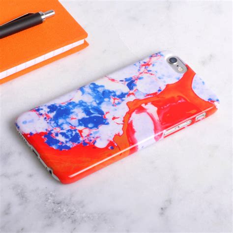 Marble Design Phone Case Red, White, Blue And Yellow By GigglyFox