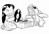 Lilo And Stitch Use An Old record player  Coloring sketch template