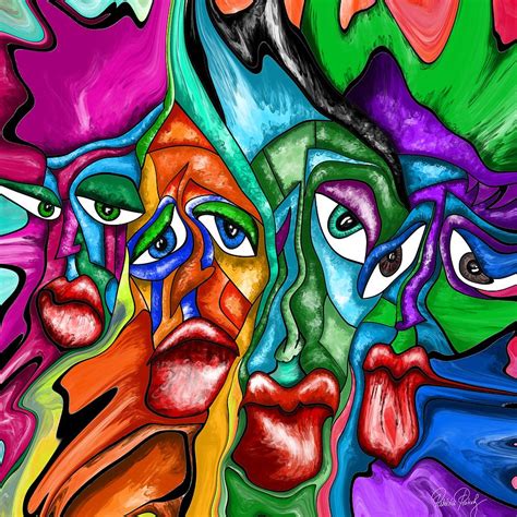 Faces - Abstract Painting Fluid Painting Painting by Patricia Piotrak - Pixels