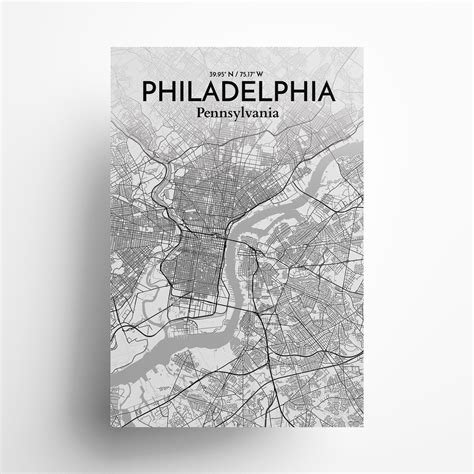 Philadelphia City Map, Art Print, Wall Decor - OurPoster.com