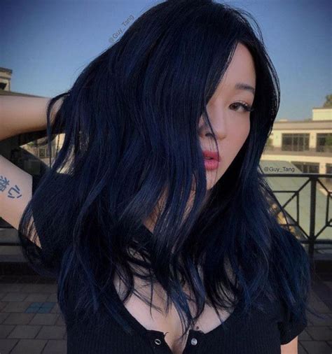 Dark-Hair-Colors-That-Look-Great-All-Year-Round-midnight-blue-black-hair | Blue ombre hair, Dark ...