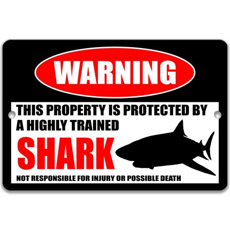 Shark Sign Funny Shark Warning Sign for Pool Area Available | Etsy