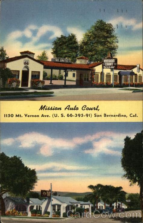 MIssion Auto Court San Bernardino, CA Postcard