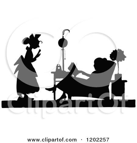 Clipart of a Vintage Black and White Servant Ringing a Bell - Royalty Free Vector Illustration ...