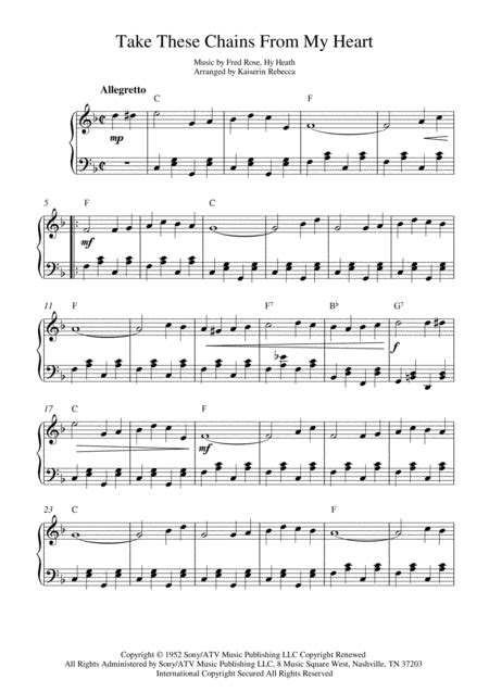 Take These Chains From My Heart (arr. Kaiserin Rebecca) by Hank Williams Sheet Music for Piano ...