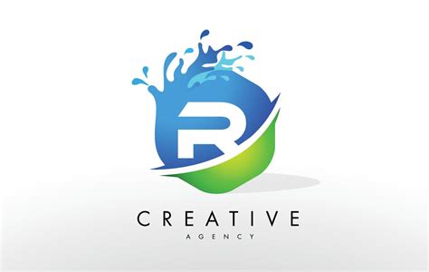 R Letter Logo. Blue Green Splash Design Vector 4843100 Vector Art at Vecteezy