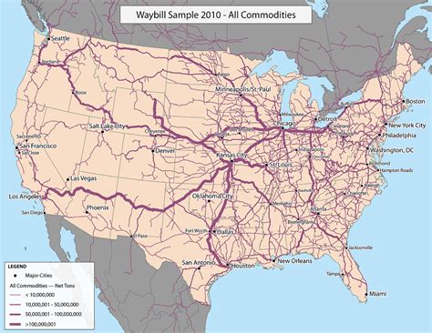 Map of United States freight rail transport usage : r/MapPorn