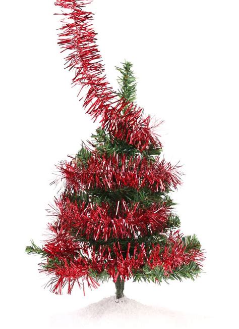 Christmas Tree Wrapped In Tinsel. Stock Photo - Image of glitter, december: 35119044