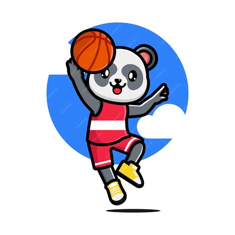 Premium Vector | Happy cute panda playing basketball