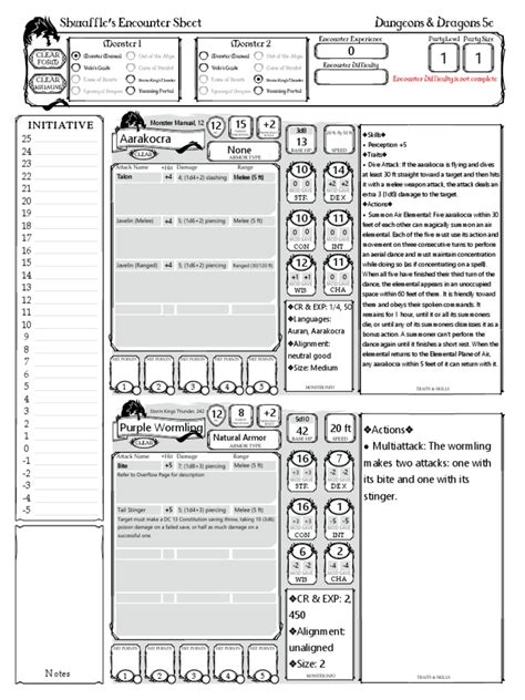 5e Encounter Sheet | PDF | Role Playing Games | Leisure