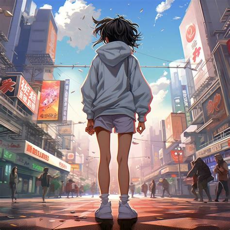 anime girl walking in the city 26727544 Stock Photo at Vecteezy